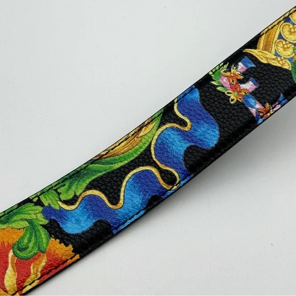 VERSACE Beverly Palm Medusa Leather Belt In Black